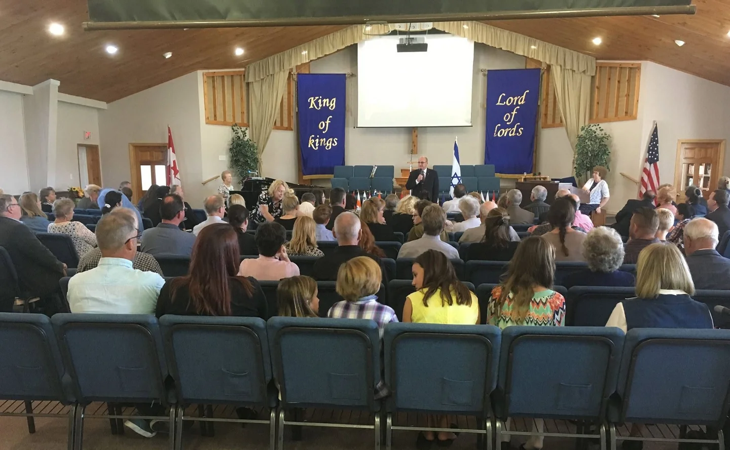 Congregation gathered in the church sanctuary