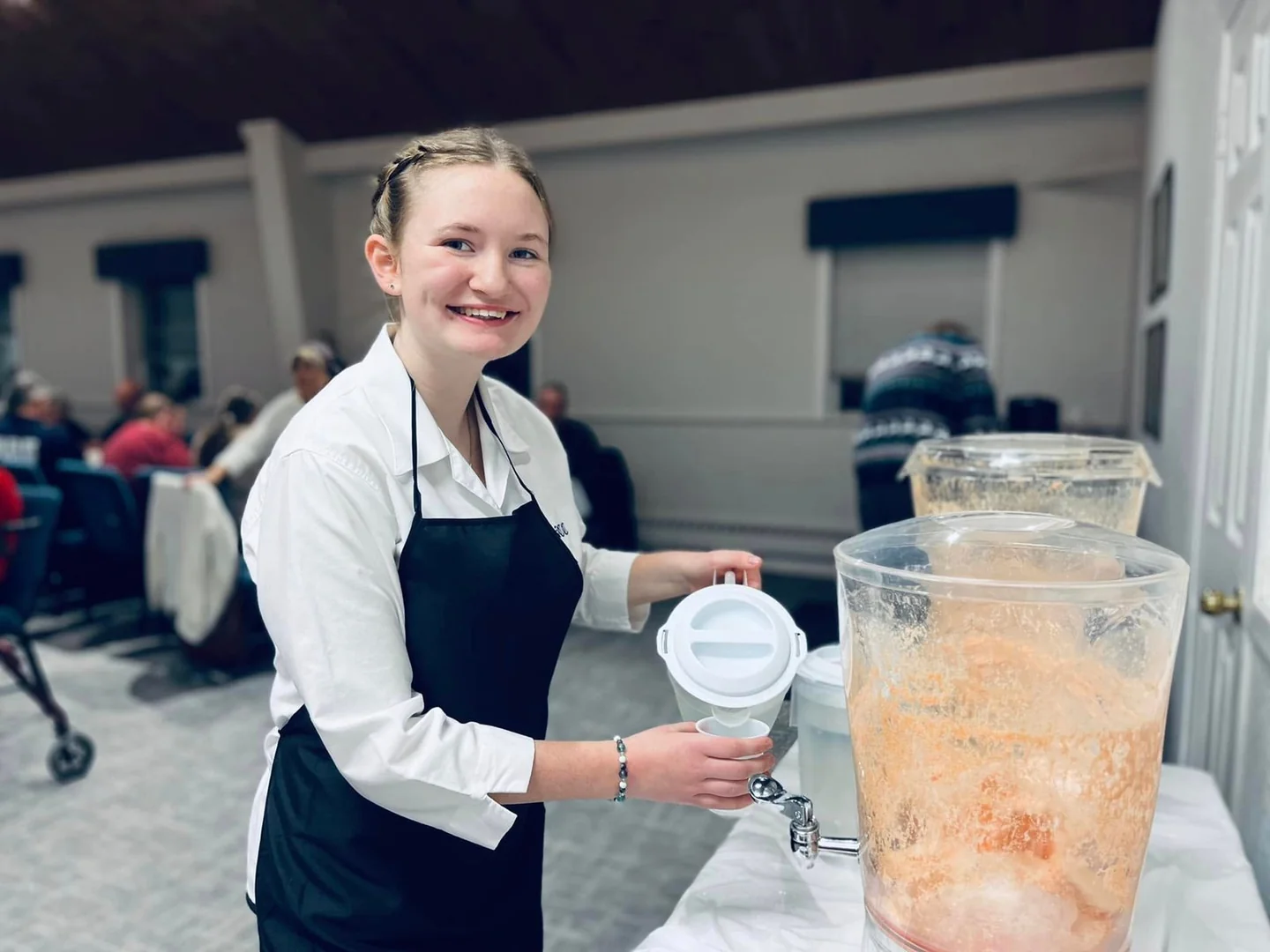 Preparing refreshments for a church gathering.
